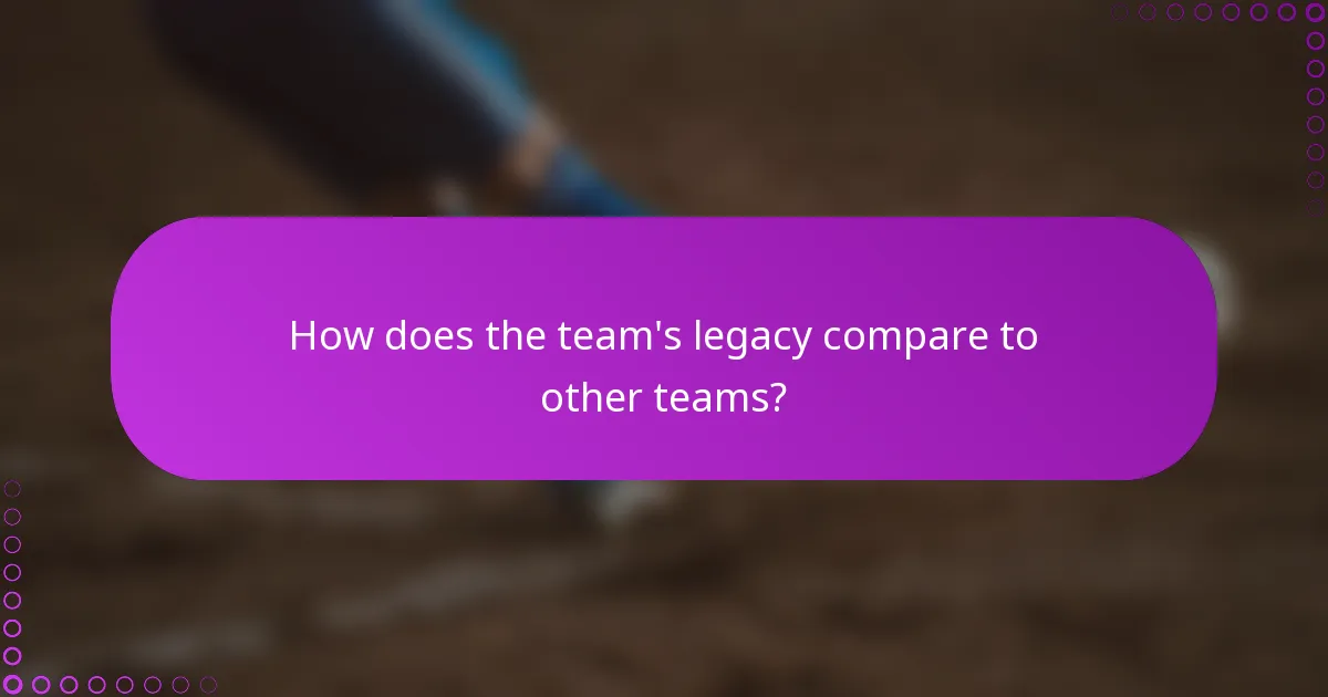 How does the team's legacy compare to other teams?