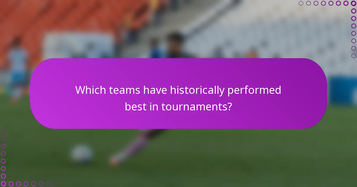 Which teams have historically performed best in tournaments?